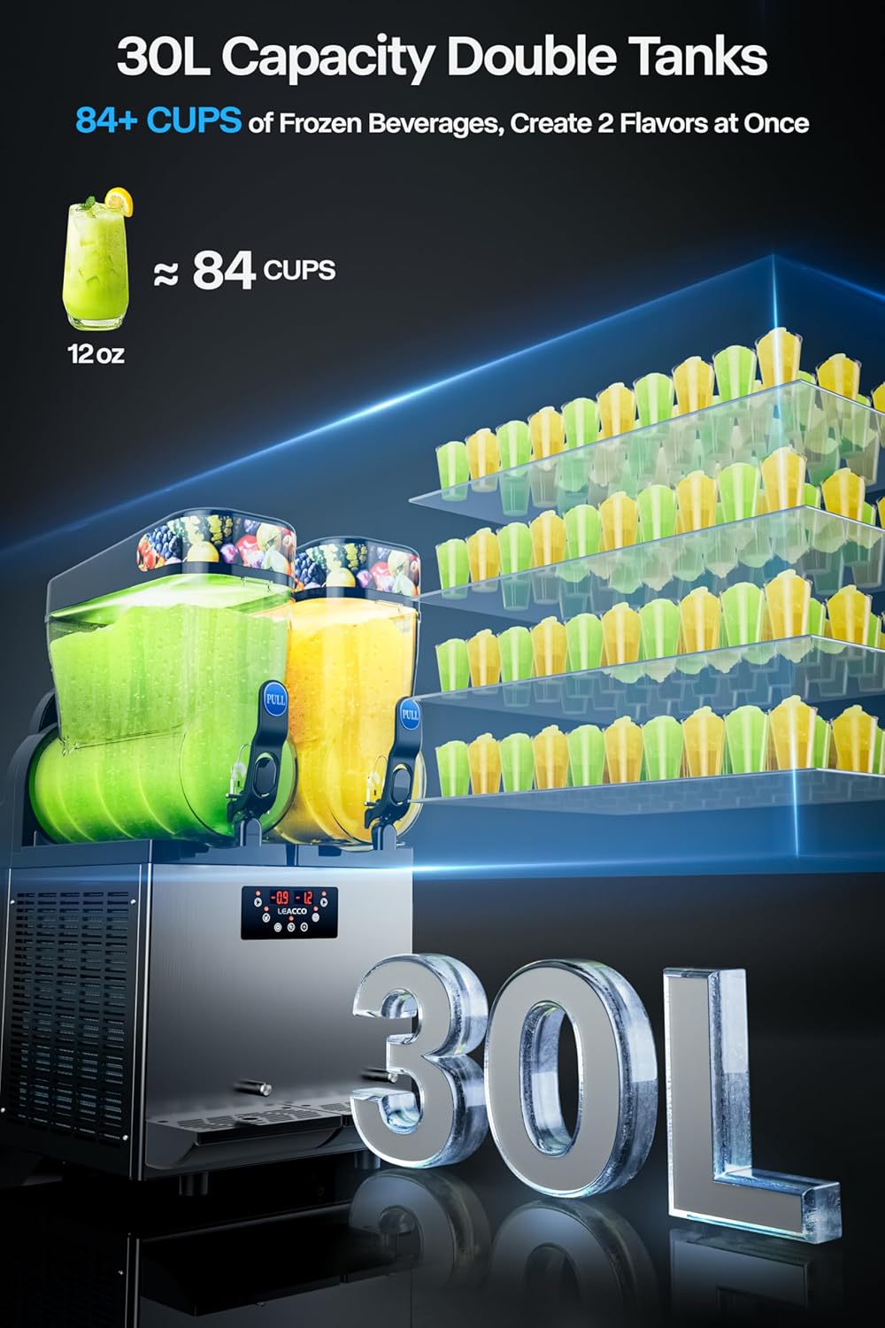 Commercial Slushie Machine, Frozen Drink Margarita Machine Smoothie Slushy Maker Stainless Steel 110V