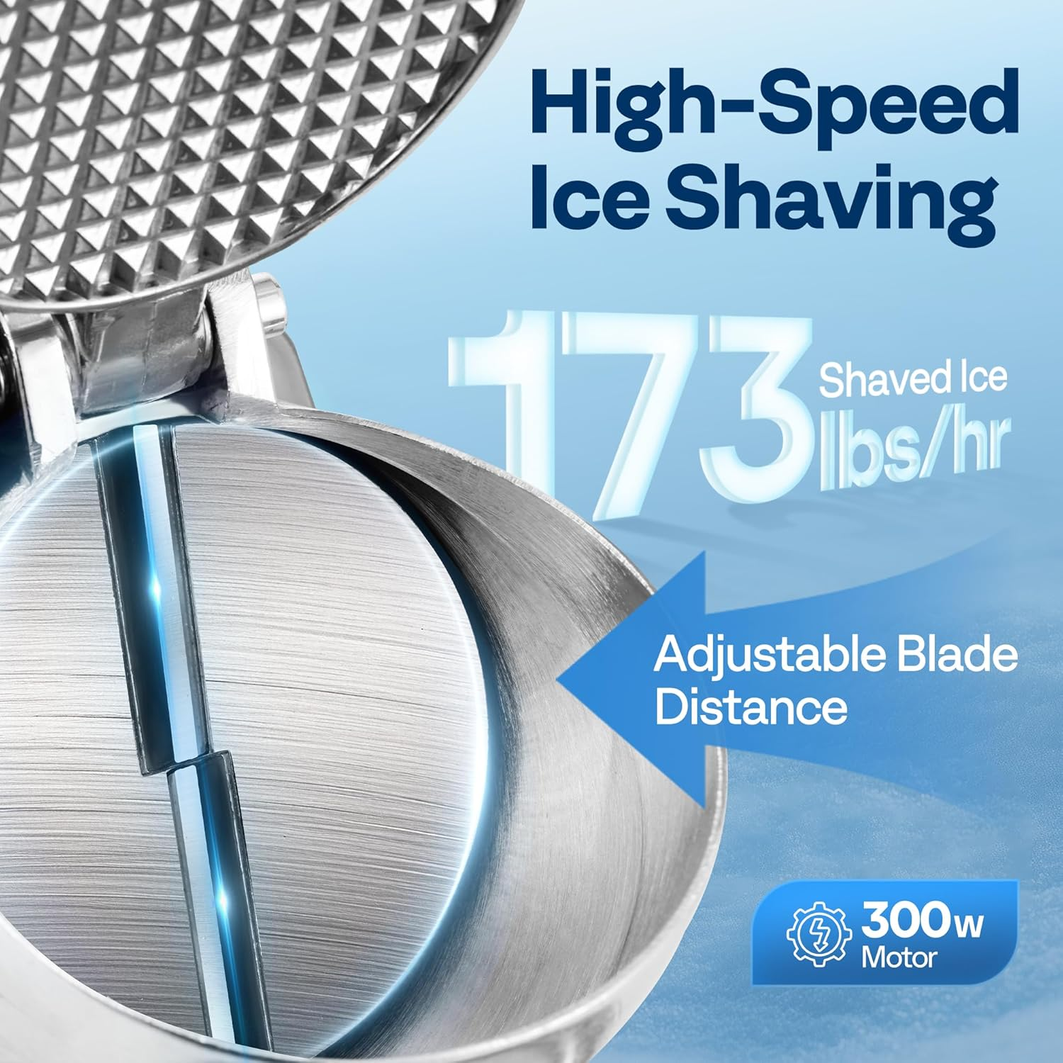 Electric Ice Crusher Shaver Dual Blades Snow Cone Maker Machine Silver 173lbs/hr with Ice Pick for Home and Commercial Use